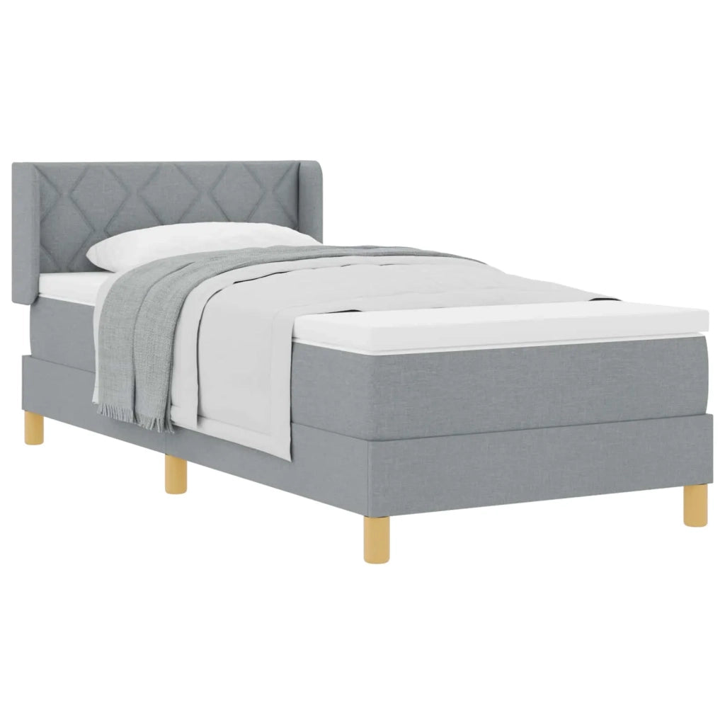 Letto a molle con testiera Grigio chiaro 200 x 90 cm Poliestere