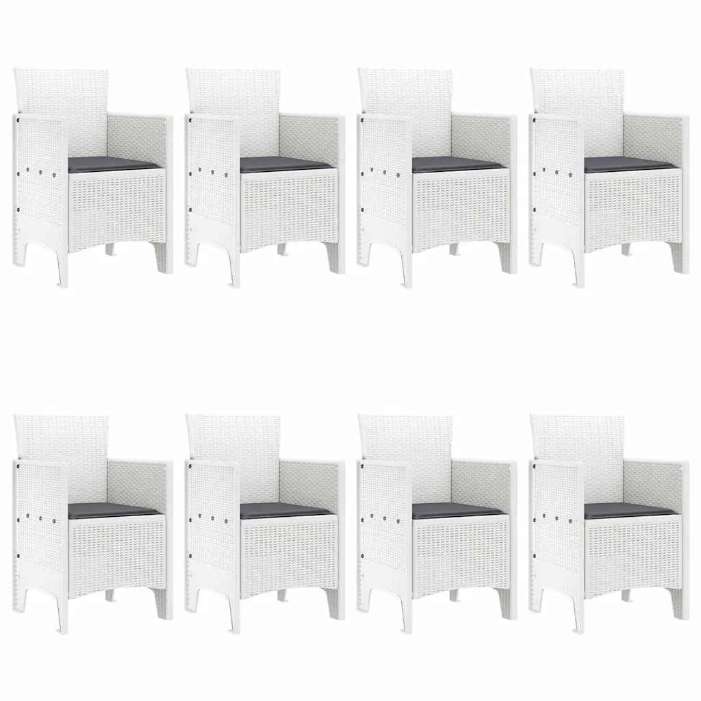 Set da Pranzo per Giardino 9 pcs Bianco Polipropilene