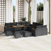 Set Divano da Giardino 14 pcs Nero polyrattan