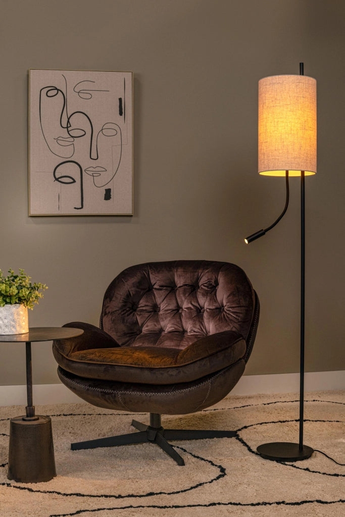 Lampada da terra MAGIC LED E27 nera crema Lucide