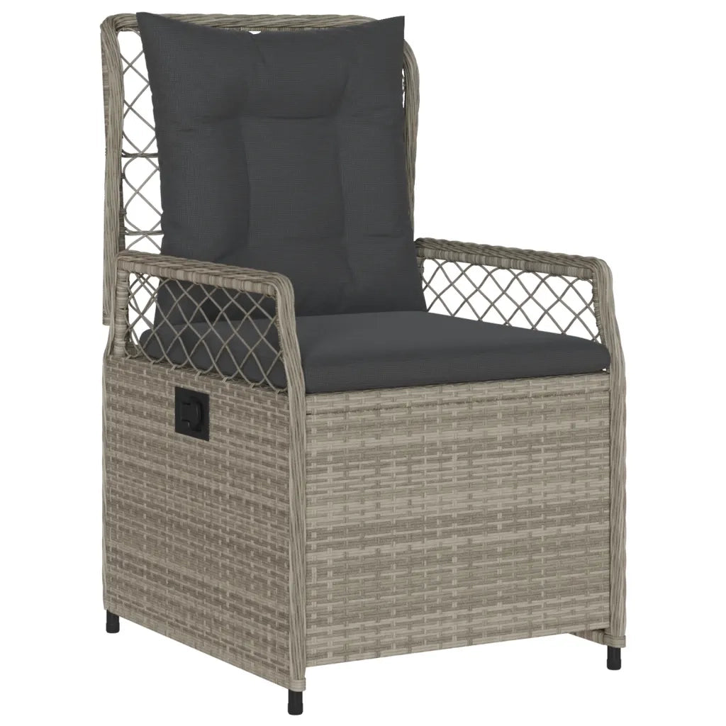 Set da Pranzo da Giardino 7 pz Cuscini Polyrattan Grigio Chiaro 3262940