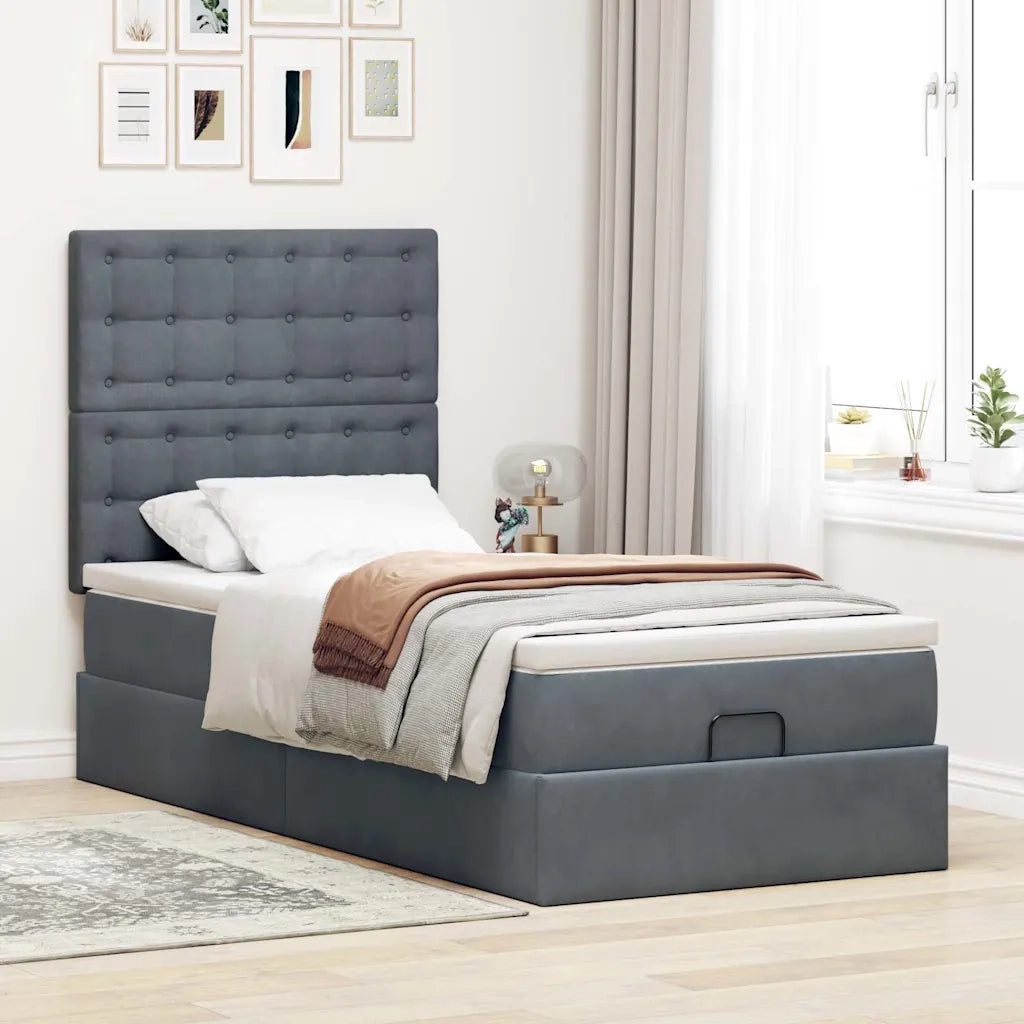 Struttura Letto Pouf con Materassi 100x200 cm Velluto 3314445