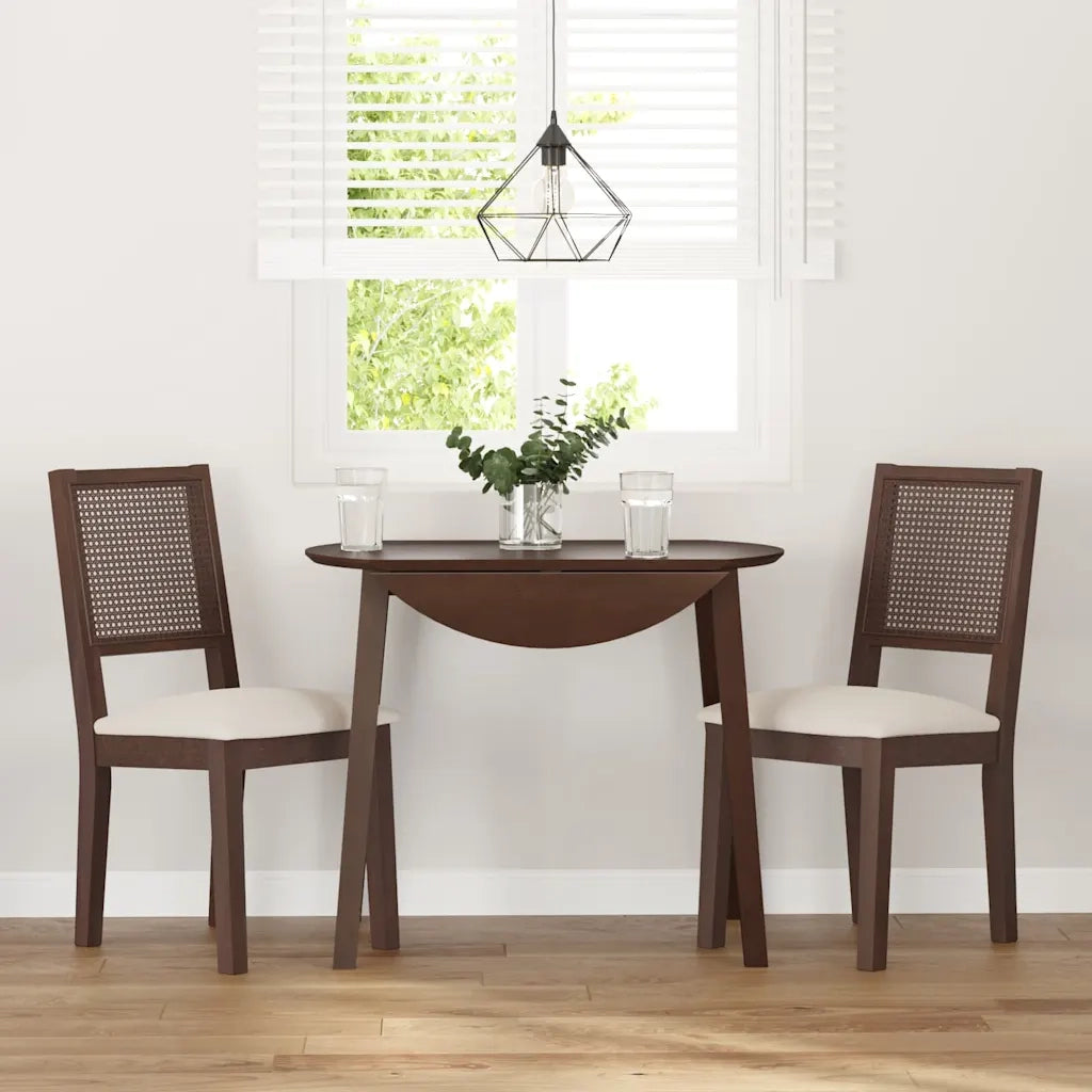 Sedie da Pranzo con Cuscini 2 pz | Sedie da cucina Marrone Legno Massello di Hevea