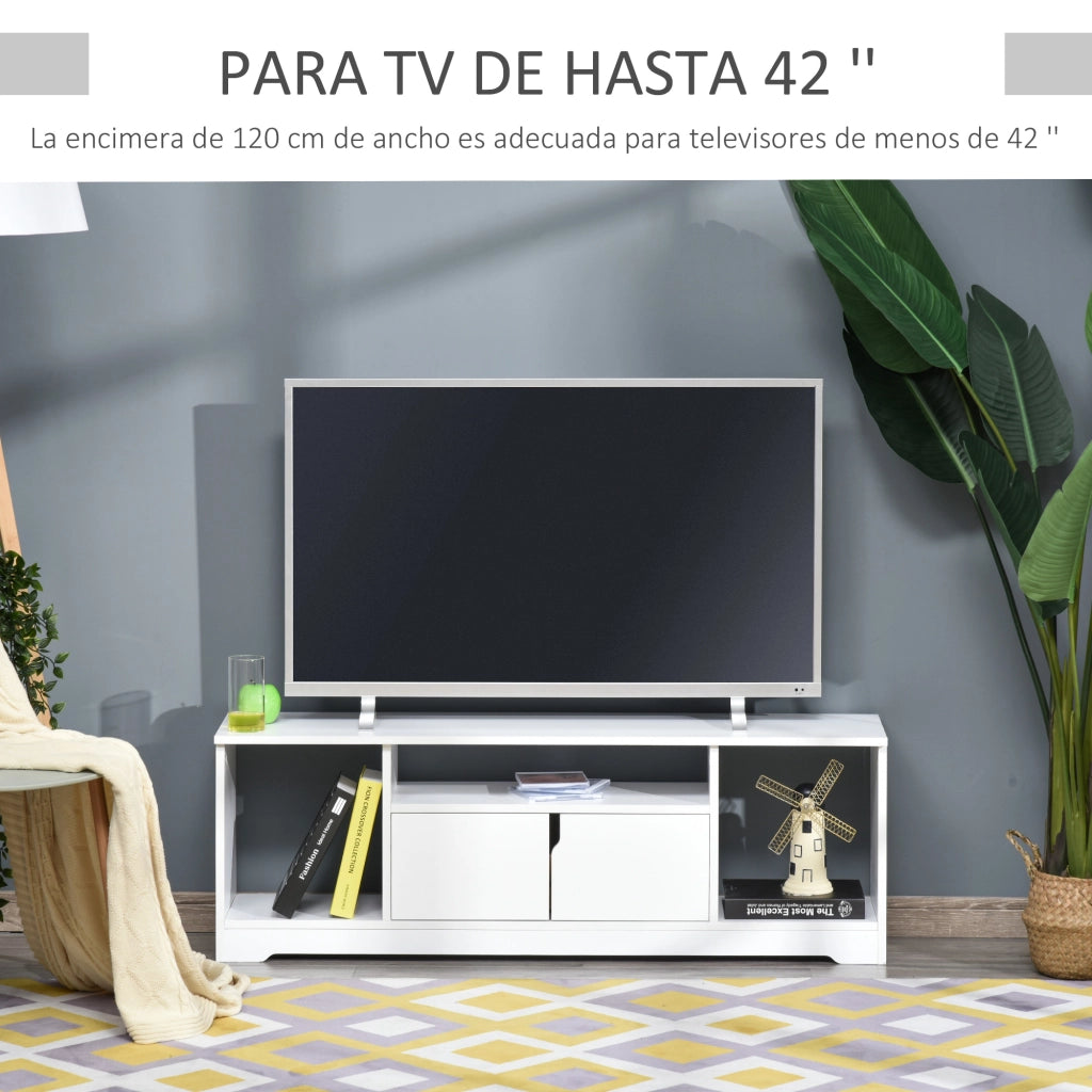 Mobile TV con ante e ripiani ¨C Minimal ¨C Bianco 120x30x41 cm