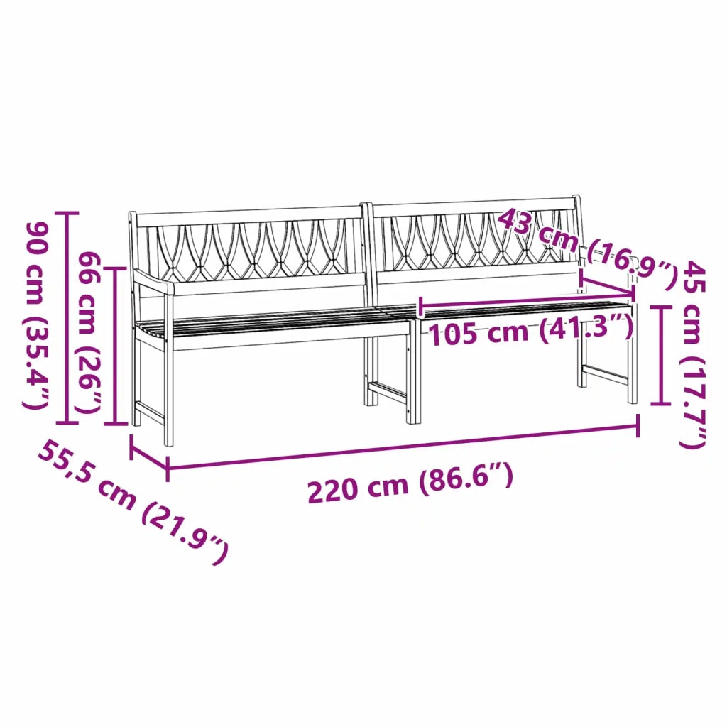 Panchina da esterno Naturale 220 x 55,5 x 90 cm 42028085