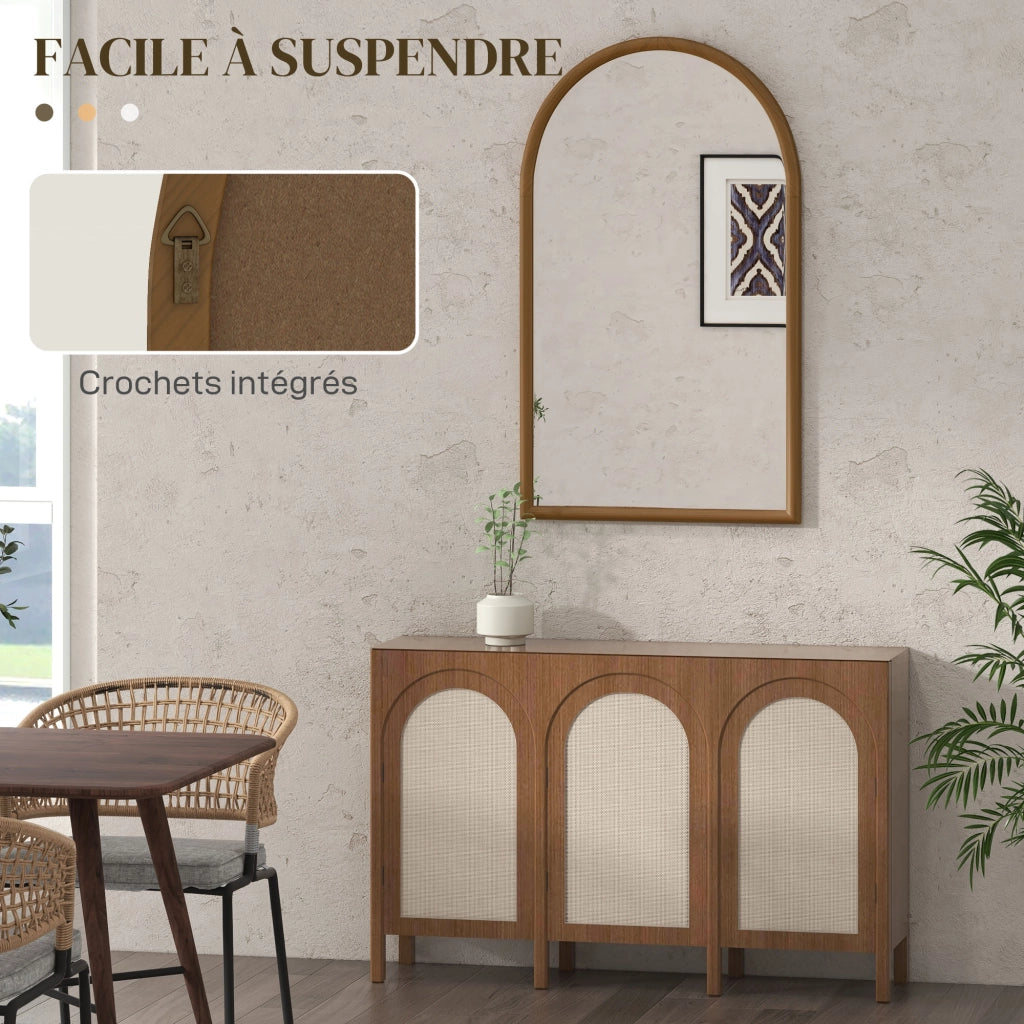 Specchio da parete arco ¨C Minimal ¨C 110x65 cm, legno, marrone scuro