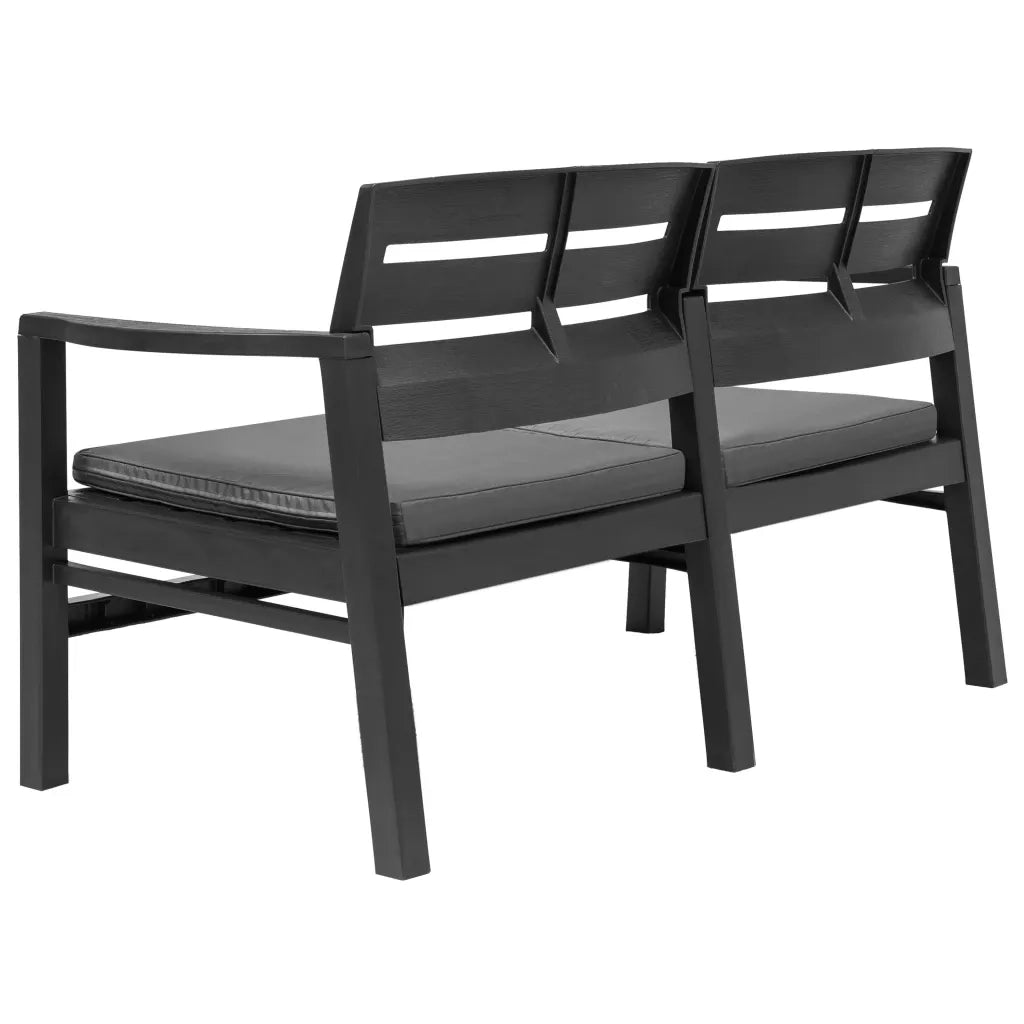 Panchina Giardino 2 Posti con Cuscini 133 cm Plastica Antracite 45623