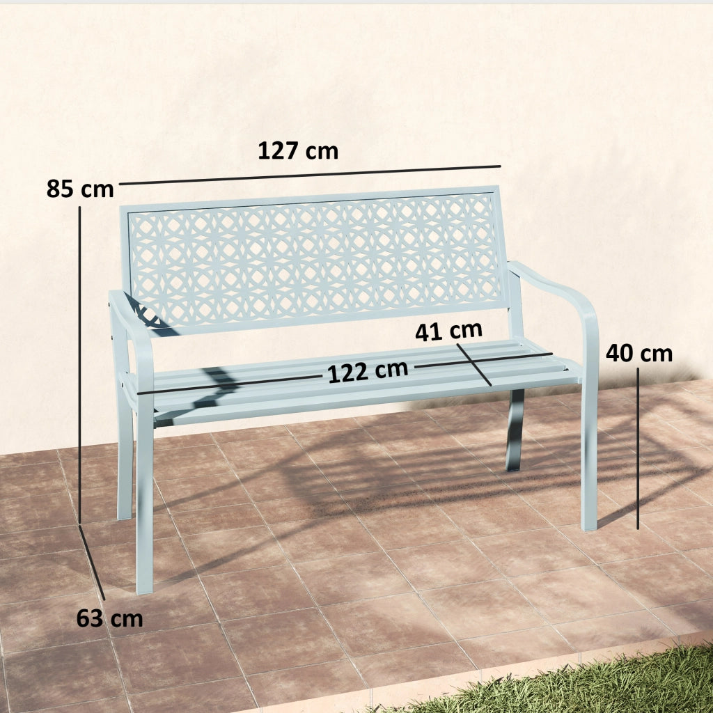 Panca da Giardino 2 Posti ¨C Xylo ¨C Acciaio Blu con Braccioli