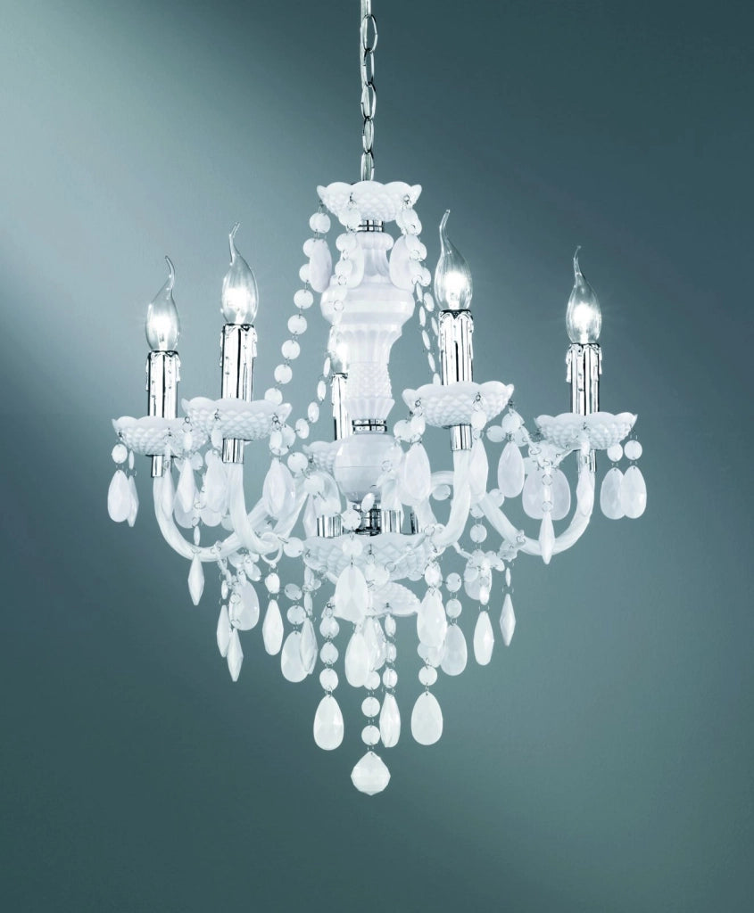 LUSTER LAMPADARIO BIANCO D.52CM 5 LUCI ATTACCO E14