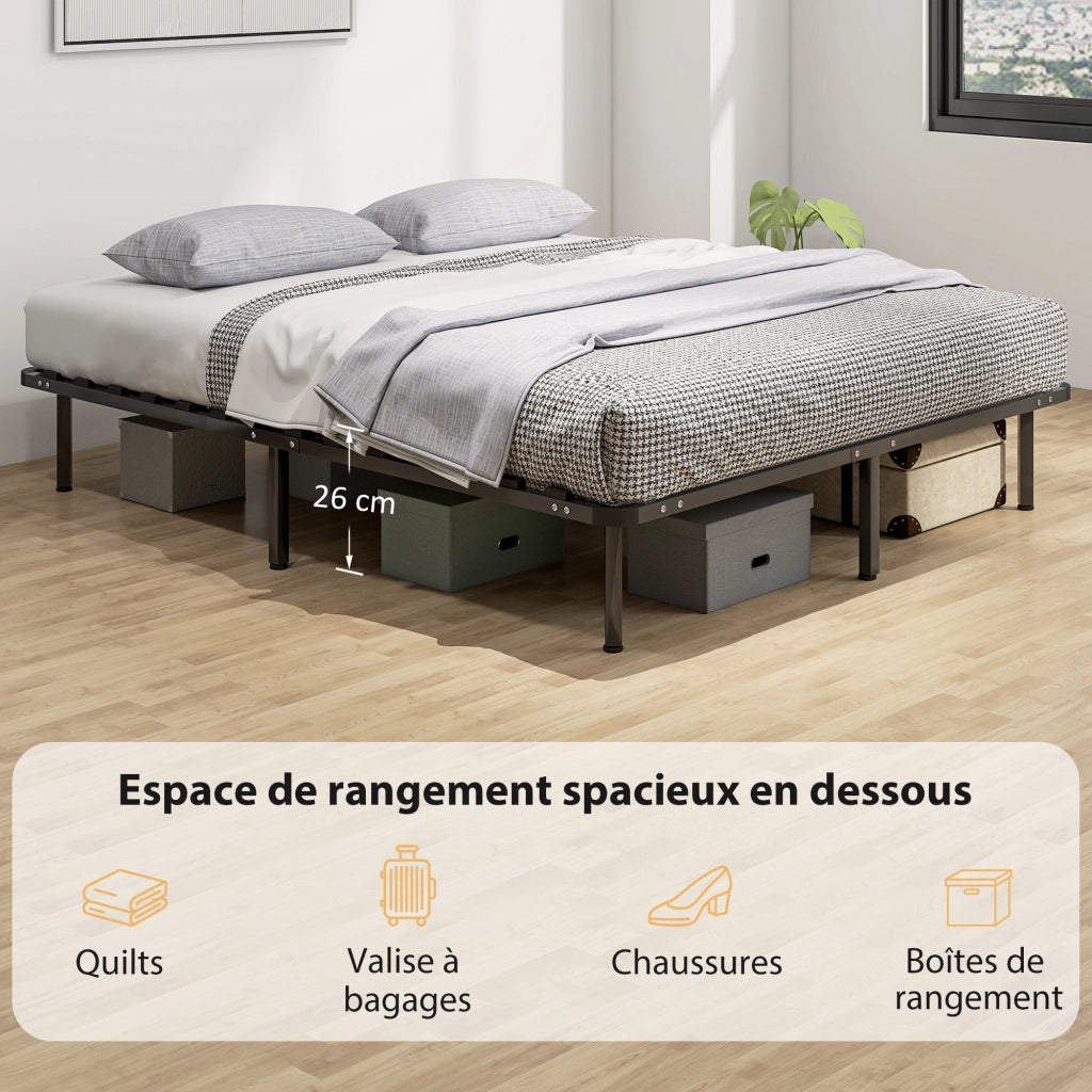Letto Matrimoniale Contenitore in Legno Massello con Rete a Doghe ¨C Minimal ¨C Nero 160x190 cm