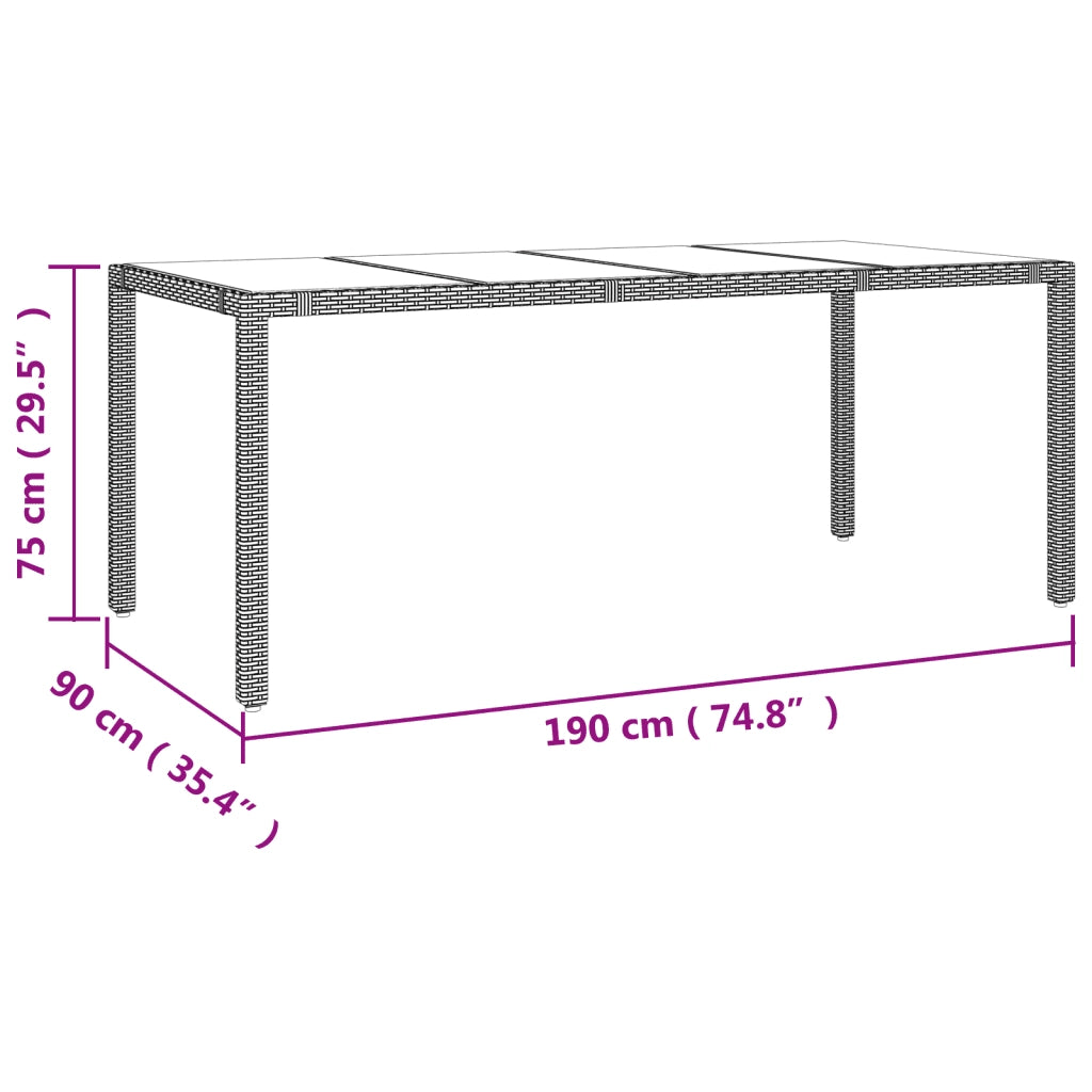 Set da Pranzo da Giardino 7 pz Nero con Cuscini in Polyrattan 3277515