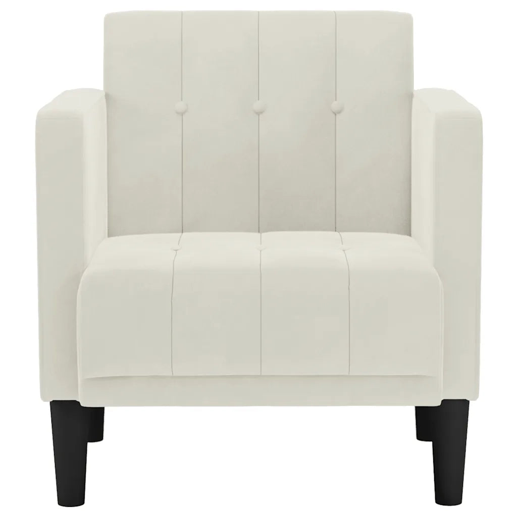 Divano Poltrona | Sedia con Braccioli Crema 53 cm in Velluto