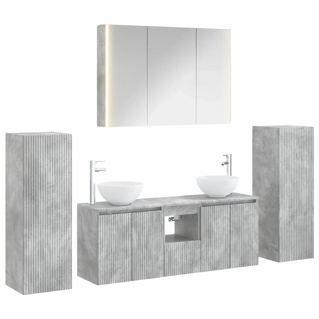 Set di mobili per il bagno 6 pz Grigio Cemento 3407154