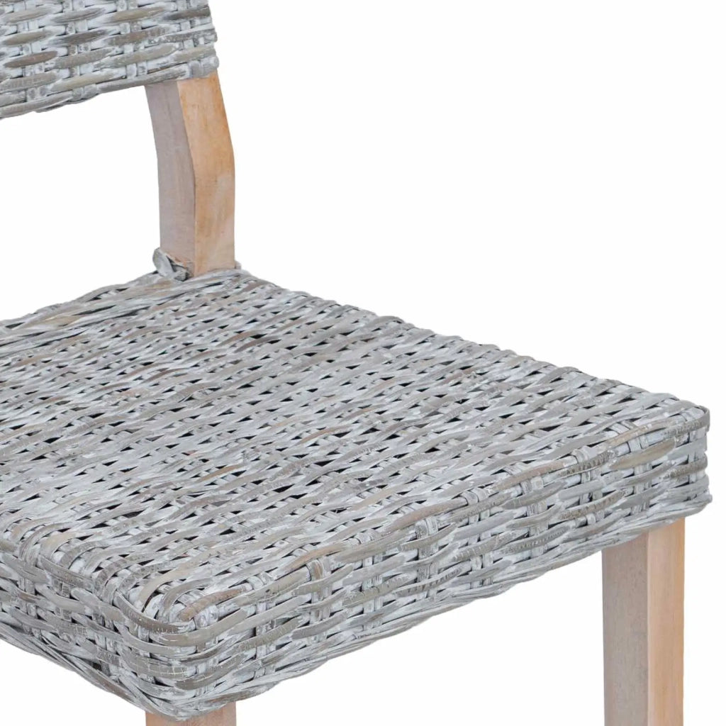 Sedia da pranzo 2 pcs Bianco Lavato 46 x 55 x 84 cm Rattan Kubu 42012423