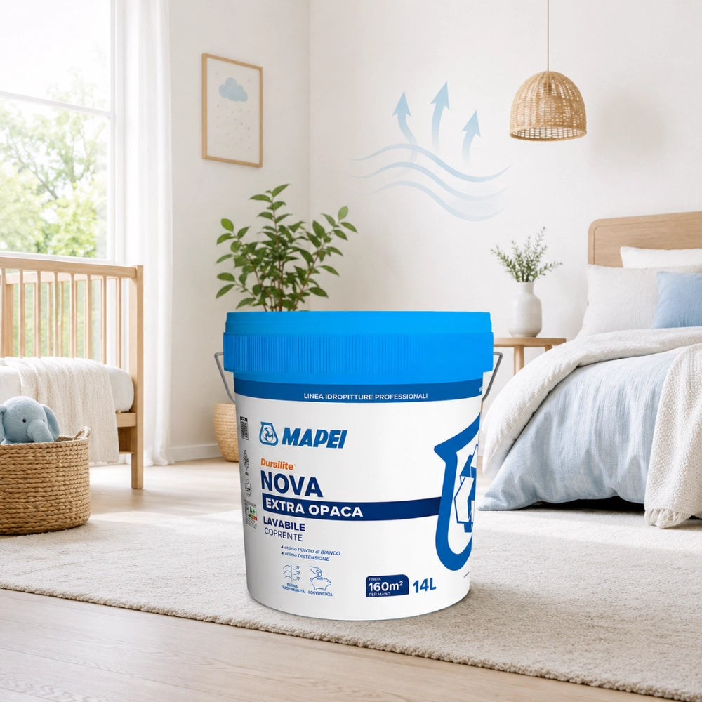 Mapei dursilite nova idropittura murale extra opaca lavabile per interni 14l