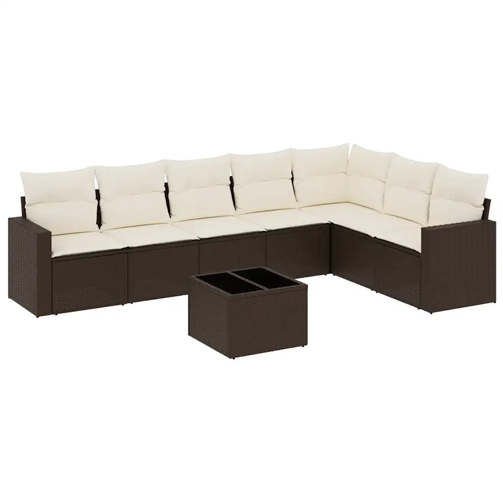 Set Divani da Giardino 8 pz con Cuscini Marrone in Polyrattan 3251400