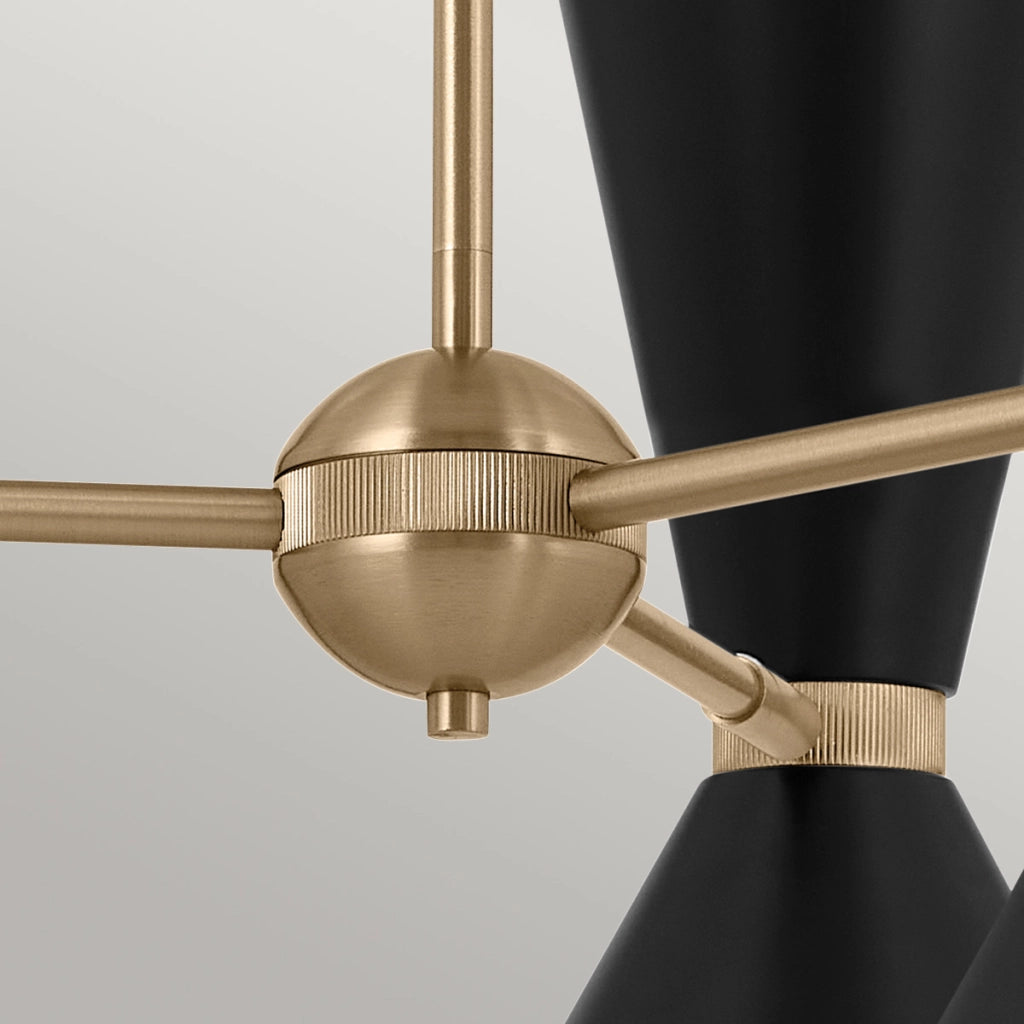 Sospensione Kichler Phix oro/nero con 3 paralumi 6xE27
