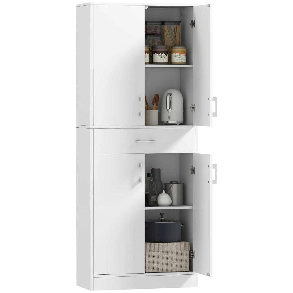 Credenza Cucina Alta con 2 Armadi e Cassetto ¨C zephmum ¨C Bianco