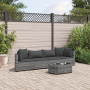 Set Divano da Giardino 5 pz con Cuscini Grigio in Polyrattan