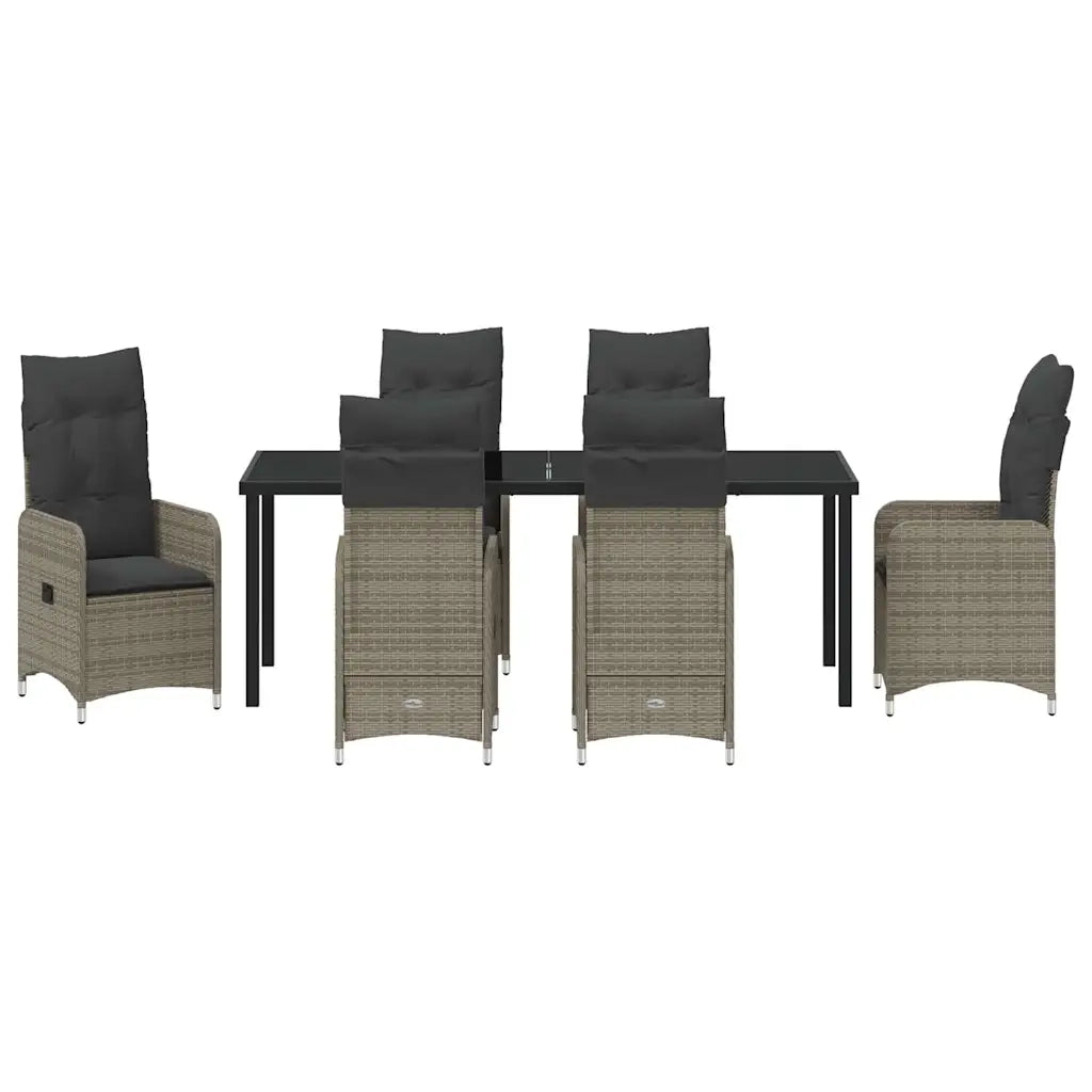 Set da Pranzo per Giardino con cuscino 7 pcs Grigio polyrattan 3379651