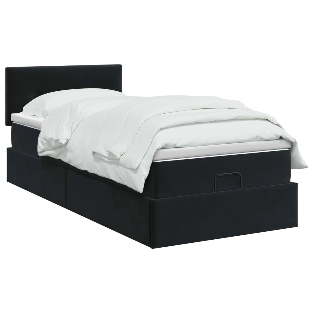 Letto ottomano con materasso Nero 100 x 200 cm Velluto 3456539