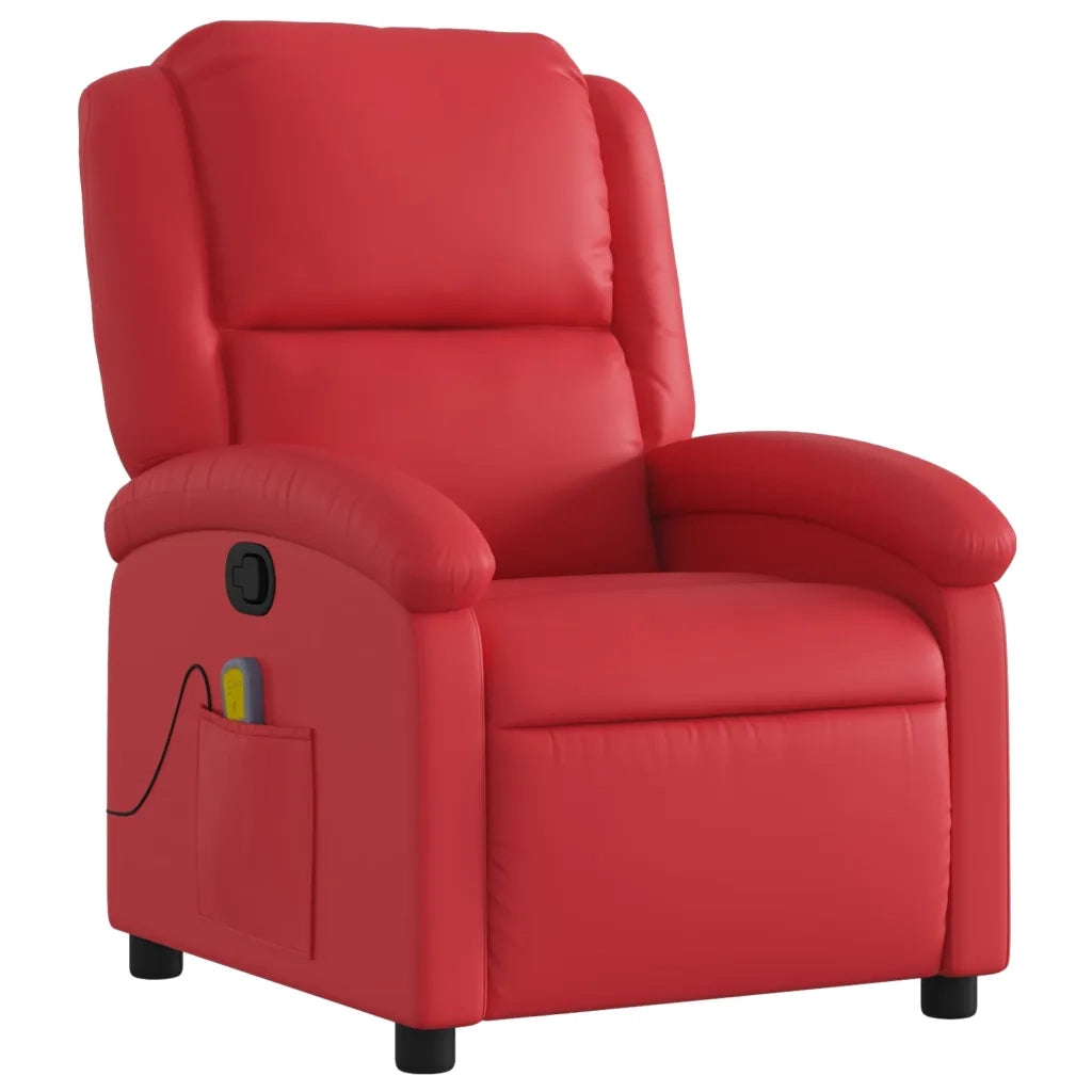 Poltrona Massaggiante | Sedia Relax Reclinabile Rossa in Similpelle