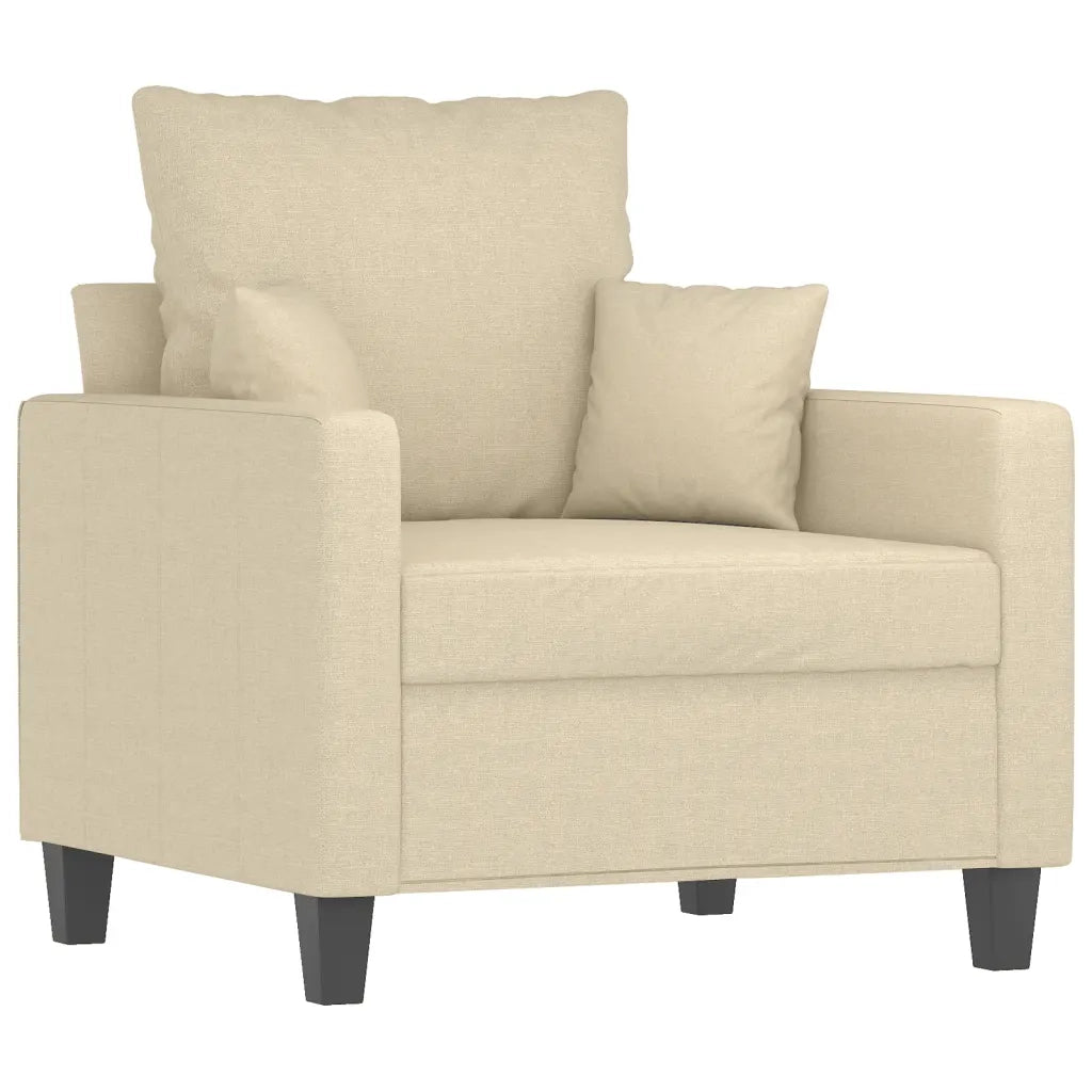 Set Divani 4 pz con Cuscini Crema in Tessuto