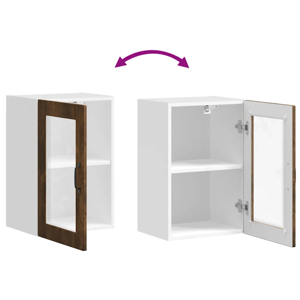 Pensile da Cucina | Mobile da Cucina con Porta in Vetro Porto Rovere Fumo