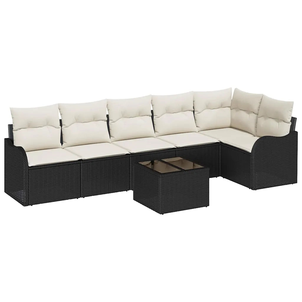 Set Divano da Giardino Nero polyrattan