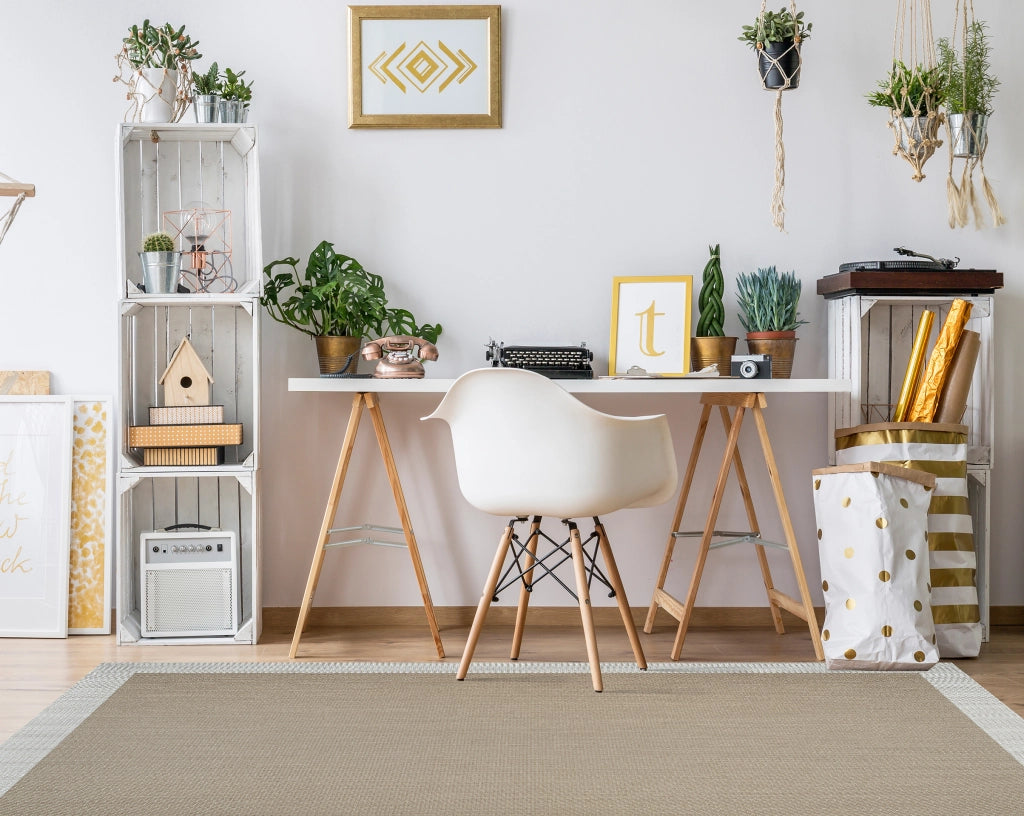Tappeto vinilico di alta qualità taupe-bianco 160x230