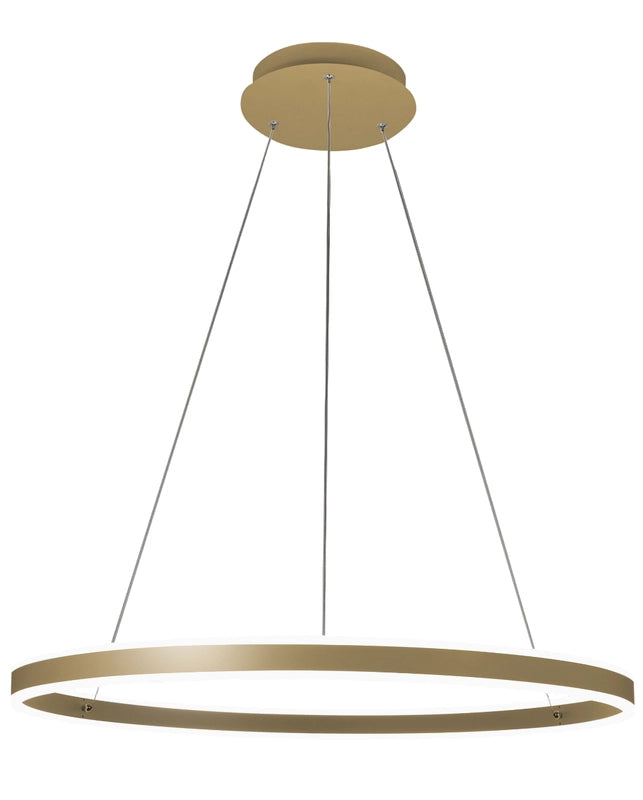 Lampada a Sospensione LED Palau 64W 3000K Dimmerabile Ø80 cm Oro opaco - Lampadario in Metallo e Metacrilato