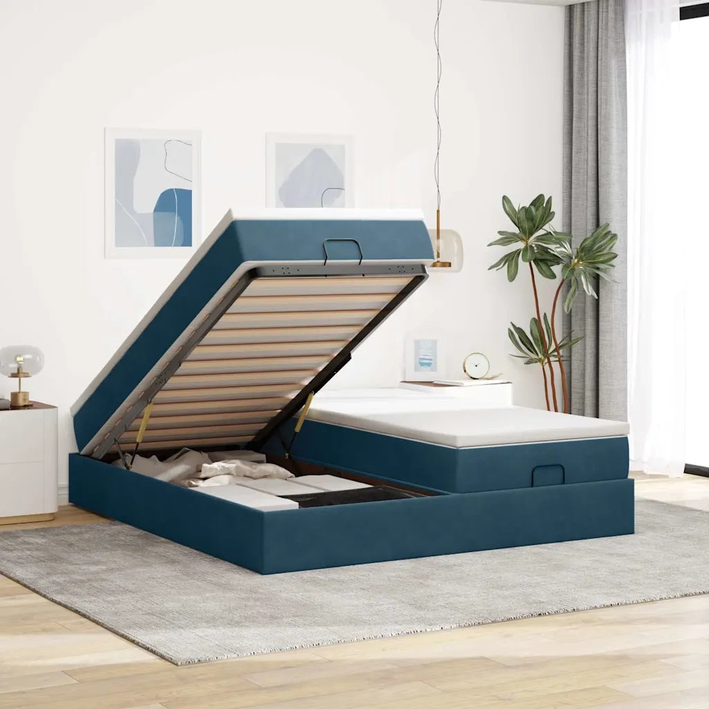 Struttura Letto Pouf con Materassi 160x200 cm Velluto