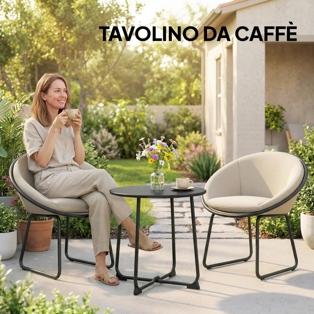 Tavolino da caff¨¨ rotondo ¨C Minimal ¨C metallo nero 50 cm