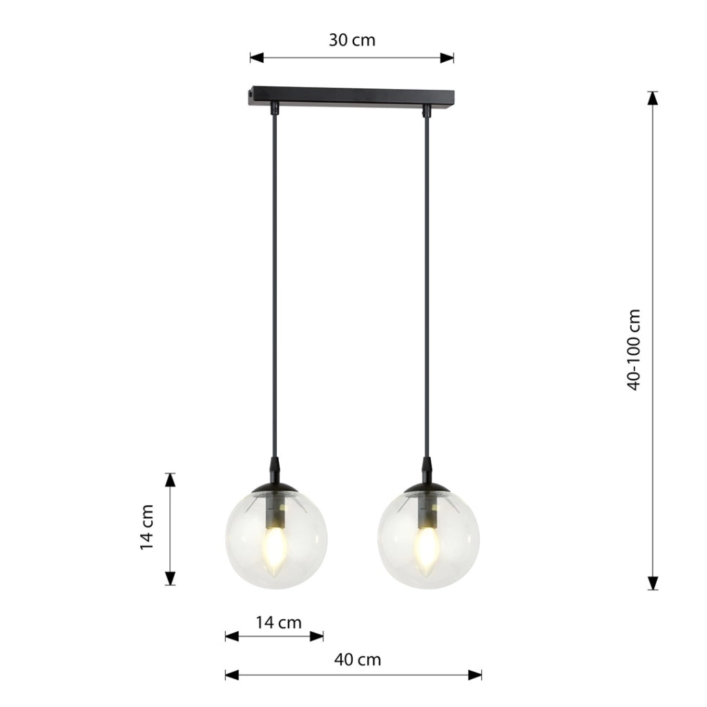 Lampada a sospensione Emibig Cosmo 2xE14 nero vetro