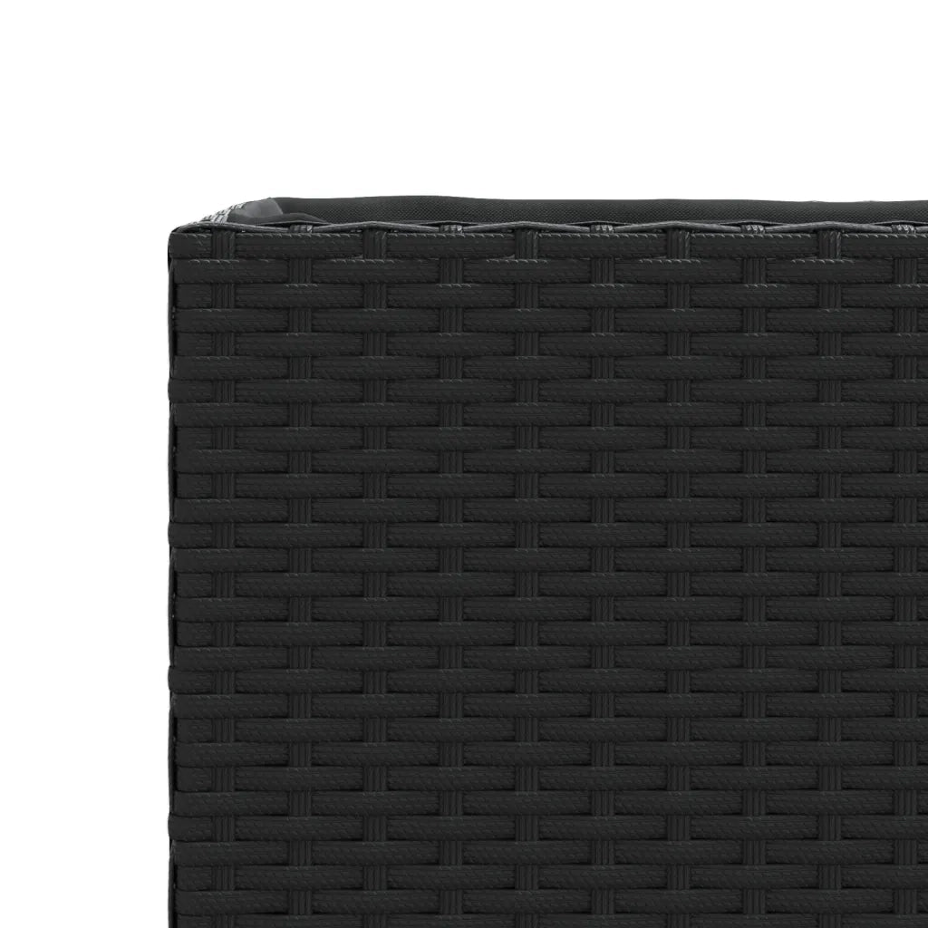 Fioriera con Ruote e 3 Vasi Nera 107x32x38 cm in Polyrattan 366419