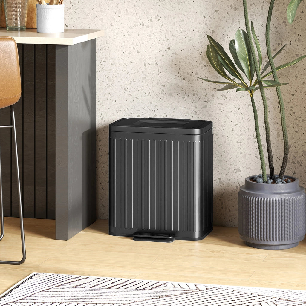Cestino per la raccolta differenziata ¨C zephmum ¨C Nero, 2x20L, pedale