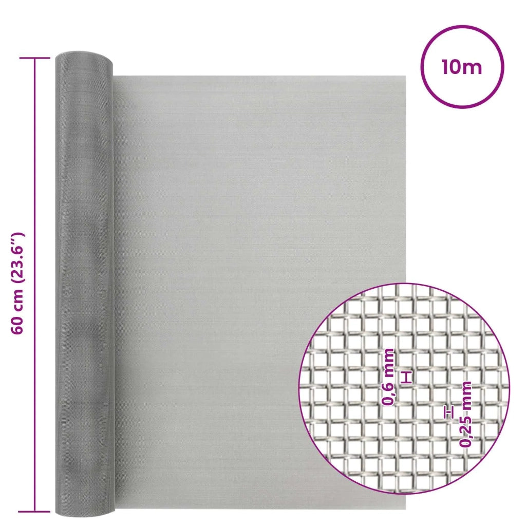 Rete per schermatura 60 x 1000 cm 30 Mesh Argento 42039552