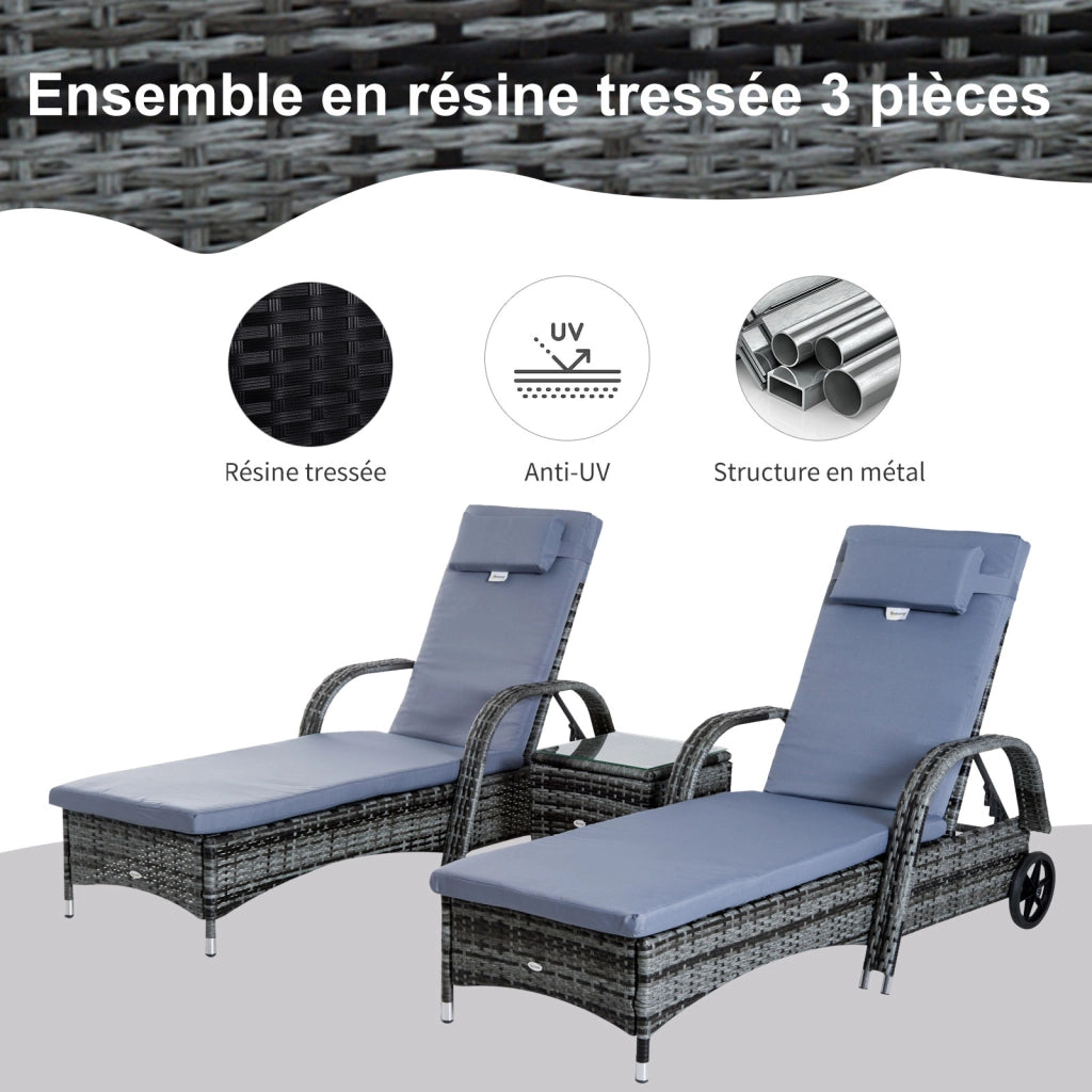 Set di 2 lettini prendisole con materasso ¨C Minimal ¨C grigio