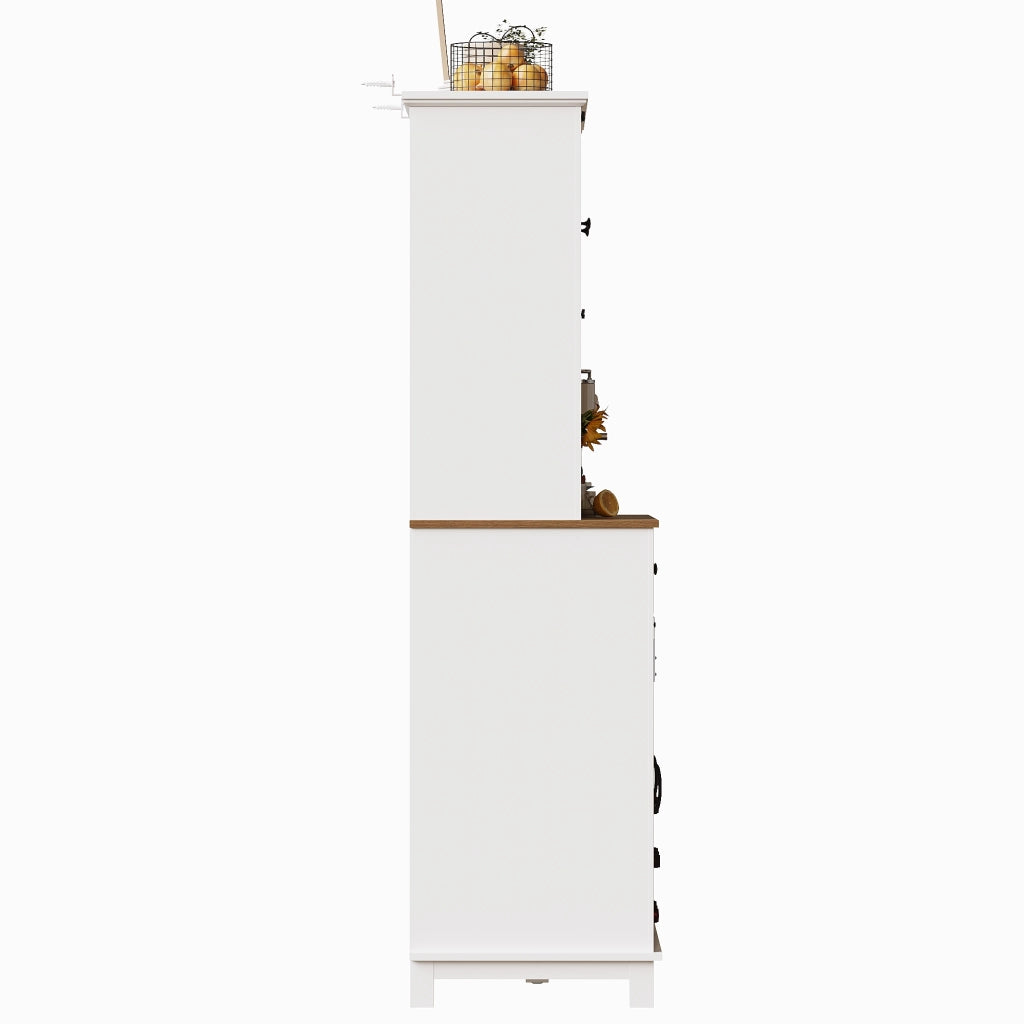 Credenza con Vetrina e LED ¨C MINIMAL ¨C Bianco, Ripiani Regolabili, 105x38x180