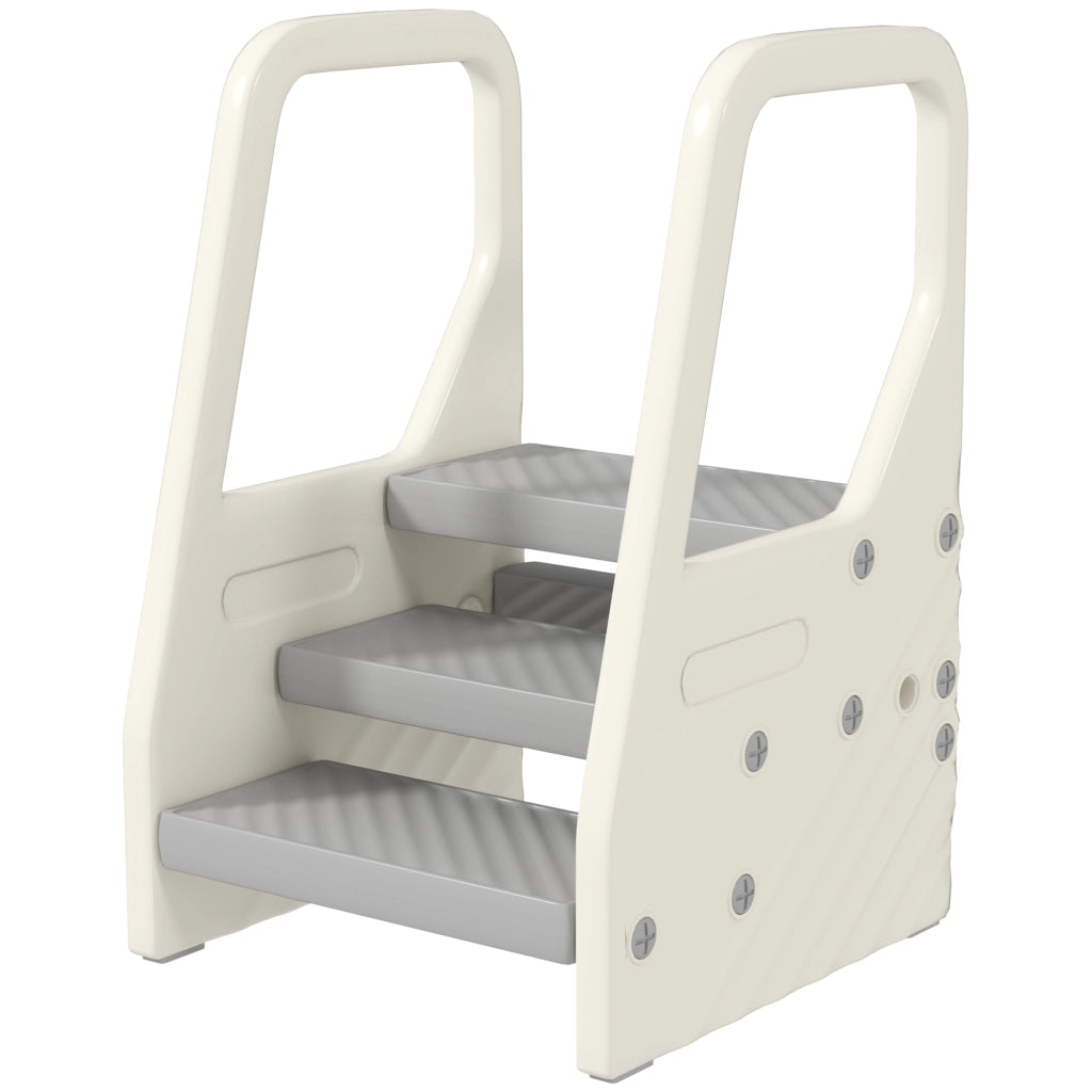 Sgabello Bambini 3 Gradini ¨C Minimal ¨C Grigio Bianco 43x42x65.5 cm