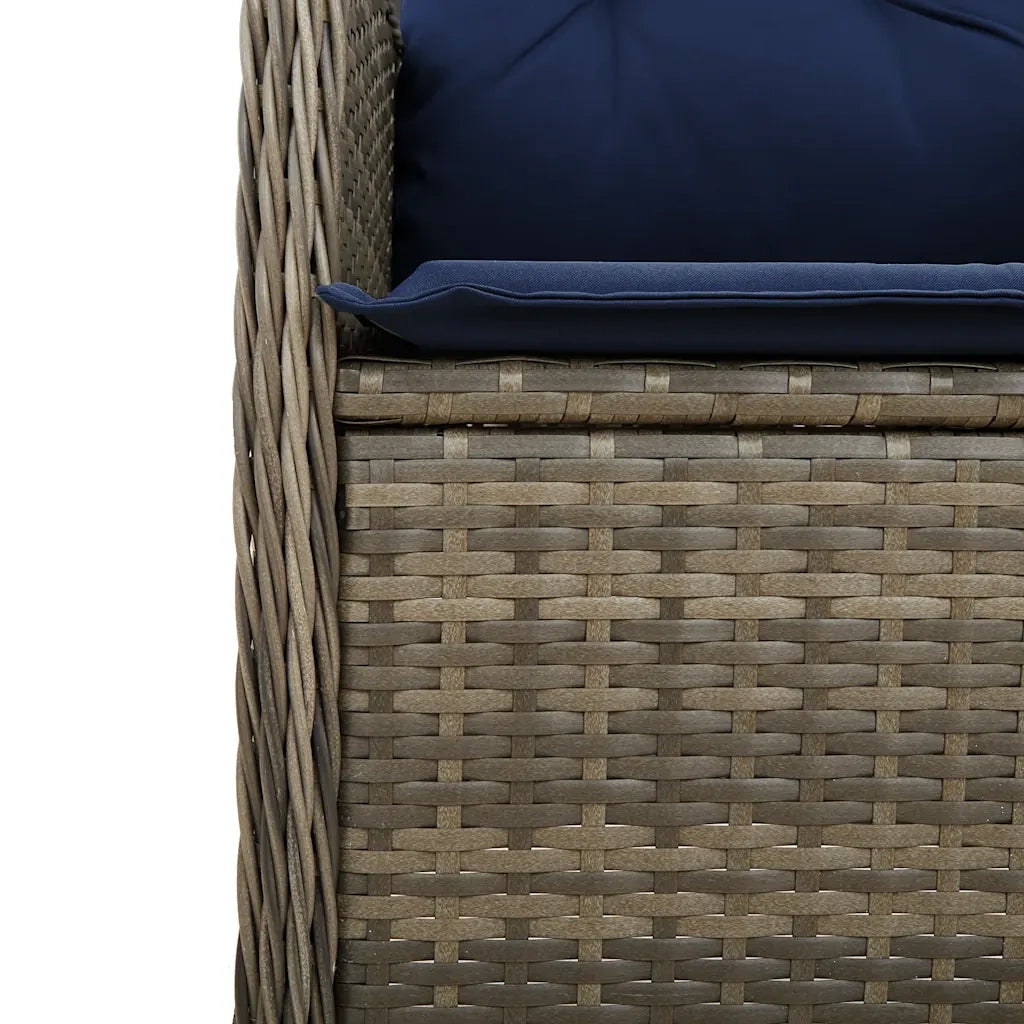 Sedia da giardino reclinabile con cuscini grigia in polyrattan 365684