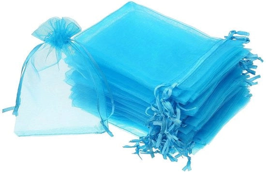 Confezioni di organza 100 pezzi - 7 x 9 cm - Cordino - Regali - Gioielli - Imbottiti - Acqua - Matrimonio/Festa di compleanno - Scatole di regalo
