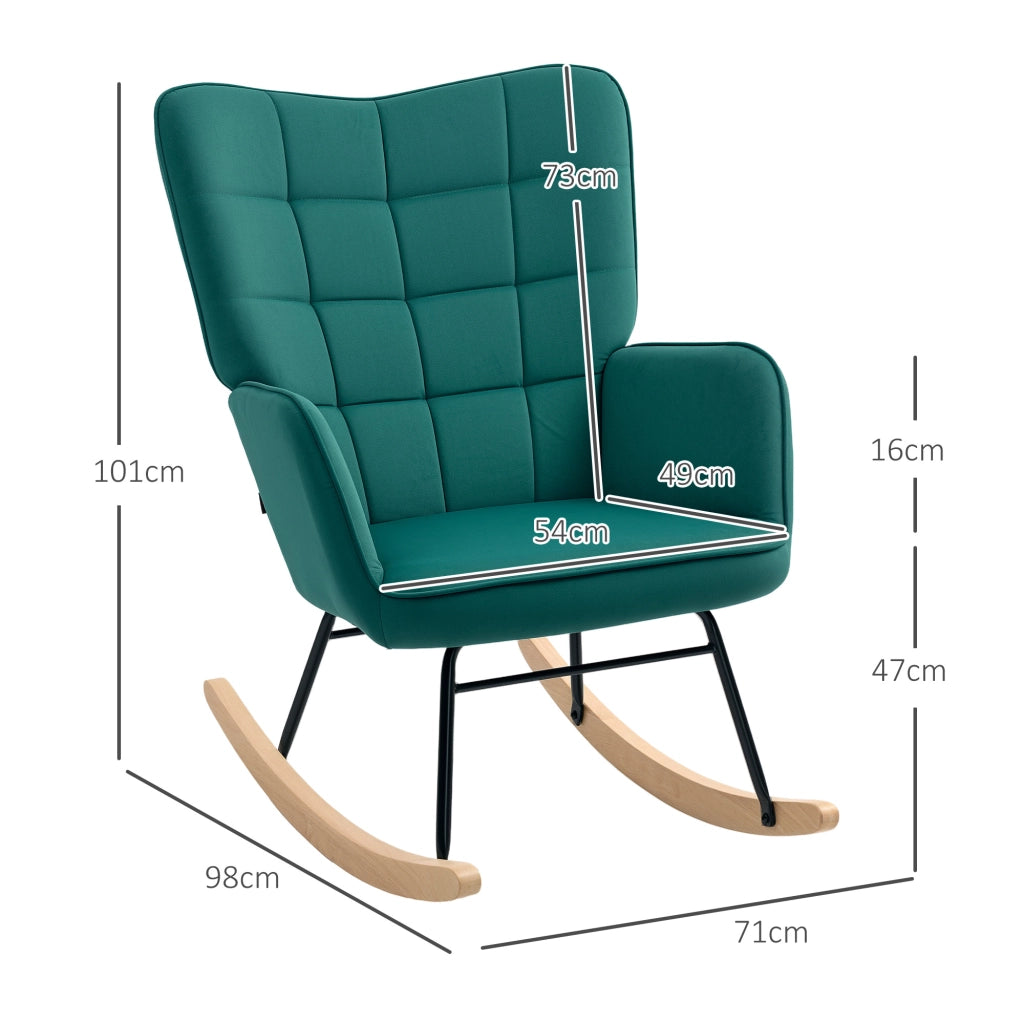 Poltrona a dondolo ¨C Zephmum ¨C Veluto, struttura in acciaio, 71x98x101 cm, Verde