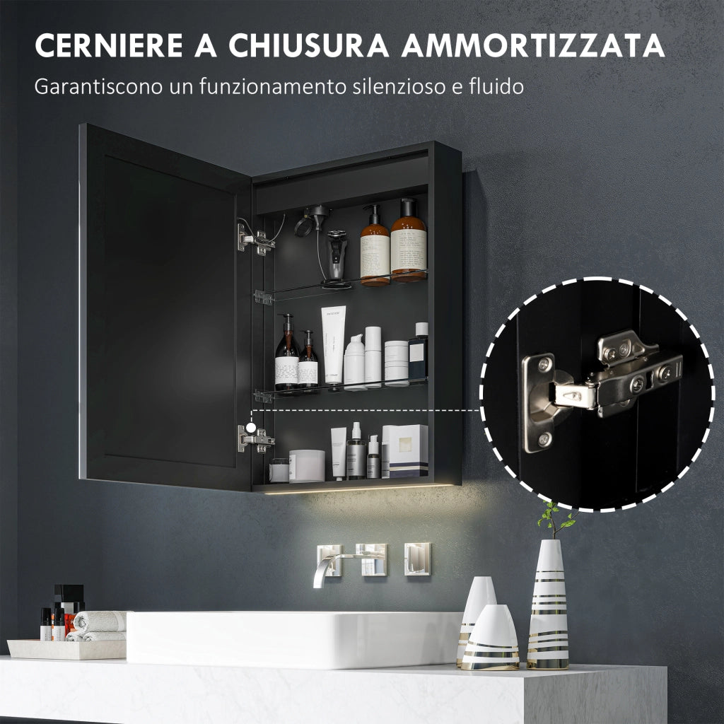 Armadietto Bagno con Specchio e Luci LED ¨C Zephmum ¨C Nero