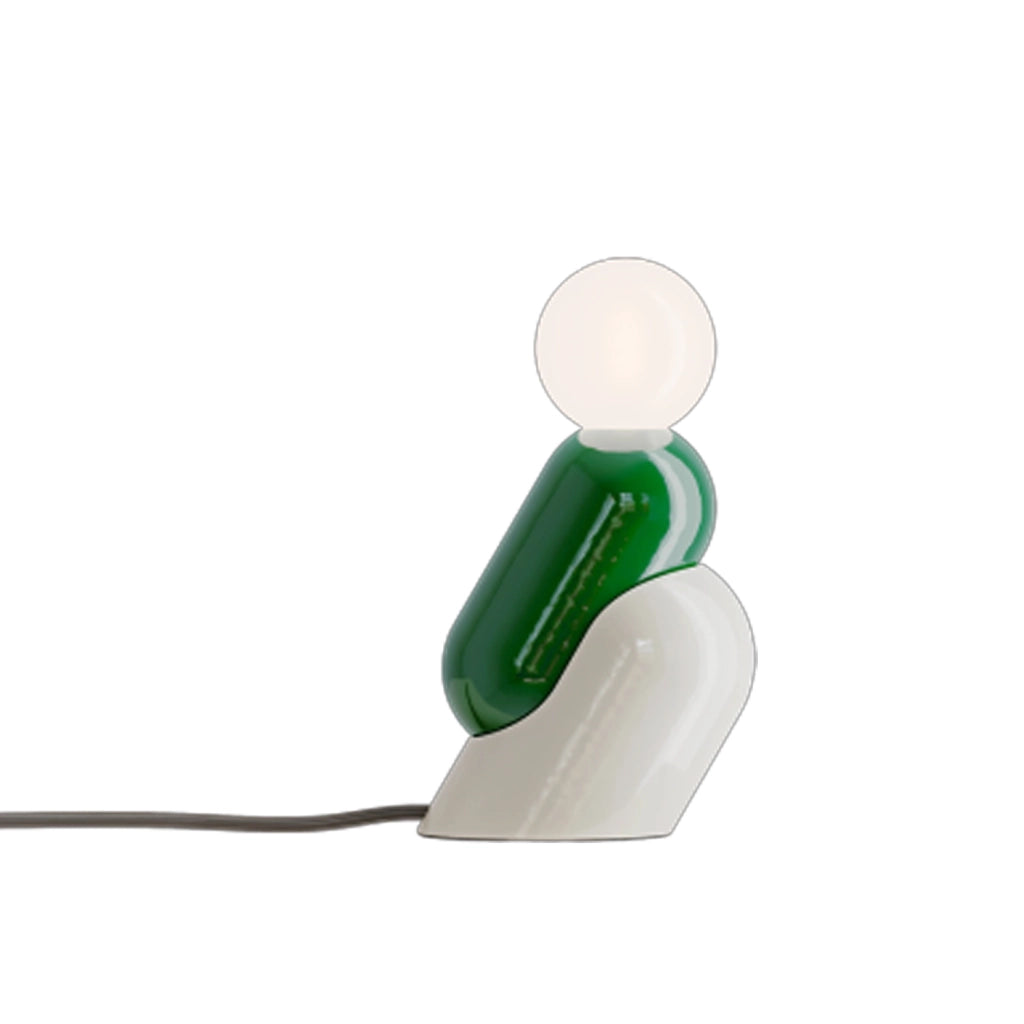 Lampada Da Scrivania Decò Tata Ceramica Verde Bali E Crema 1 Luce E14