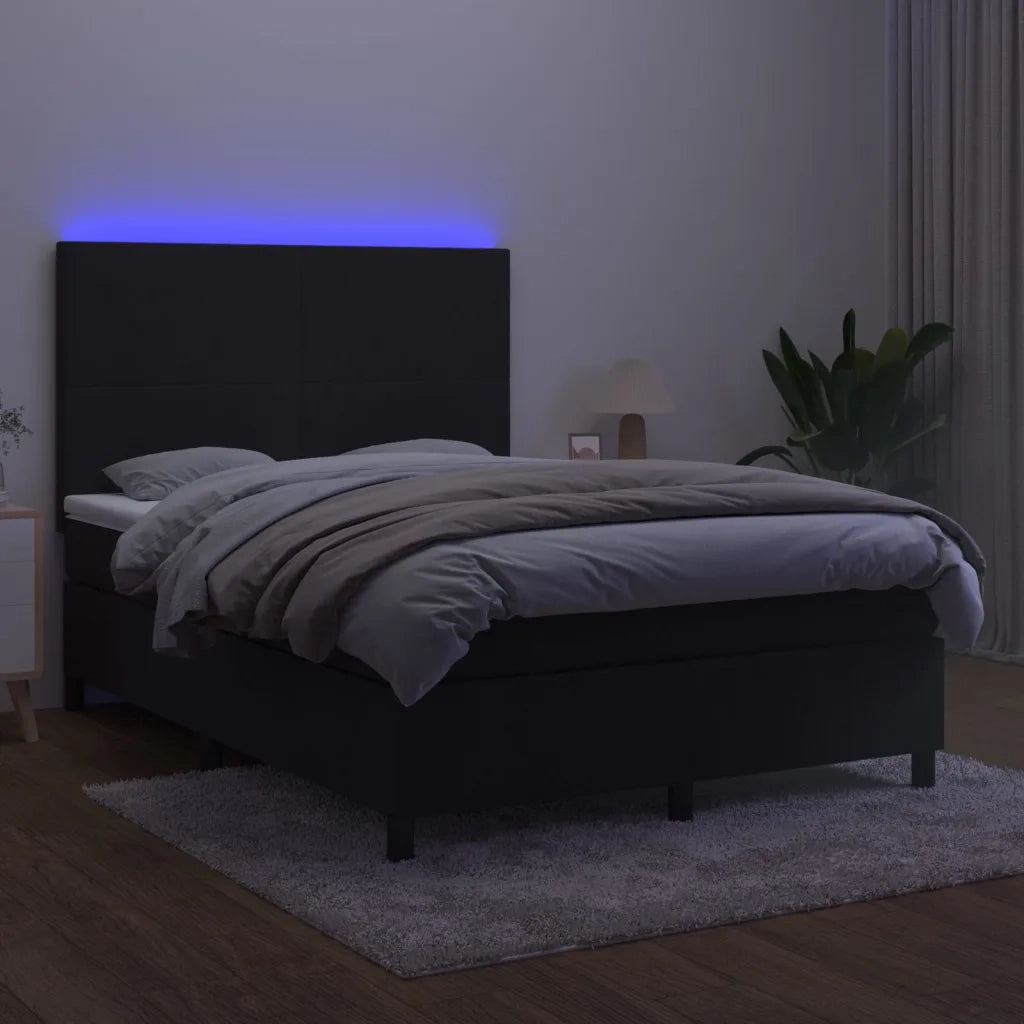Letto a Molle con Materasso e LED Nero 140x190 cm in Velluto 3136001