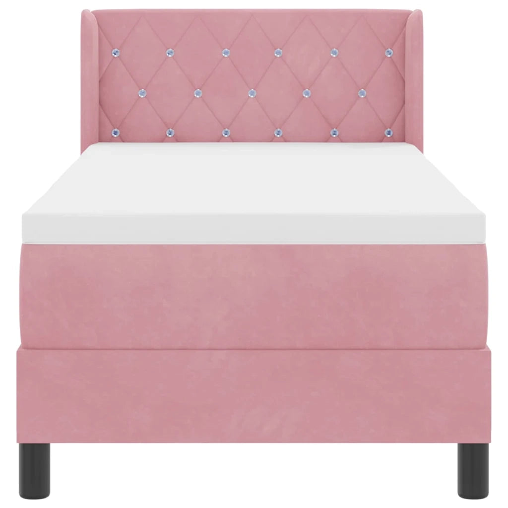 Letto a molle con testiera Rosa 200 x 80 cm Velluto 3341389
