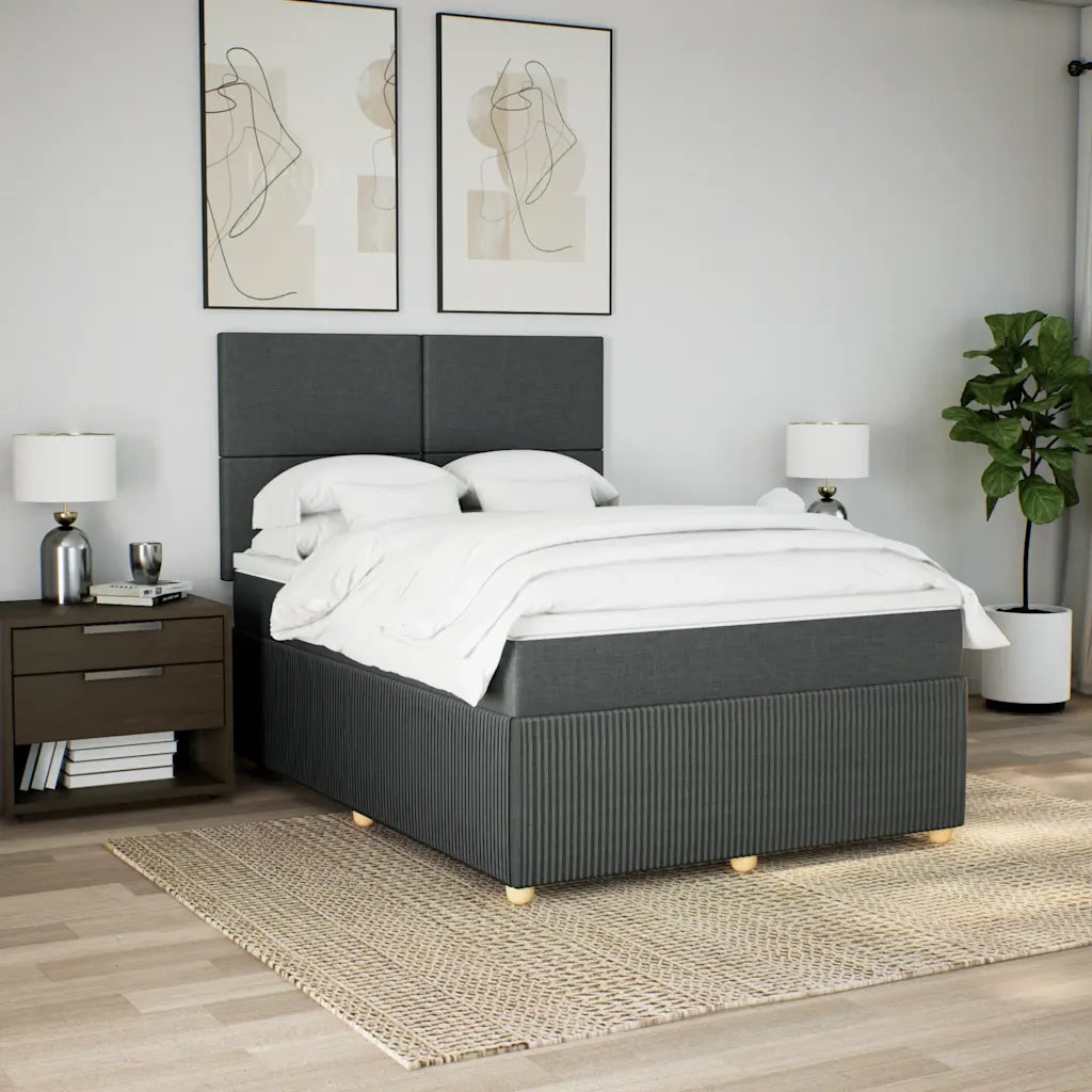 Giroletto a Molle con Materasso Grigio Scuro 140x190 cm Tessuto