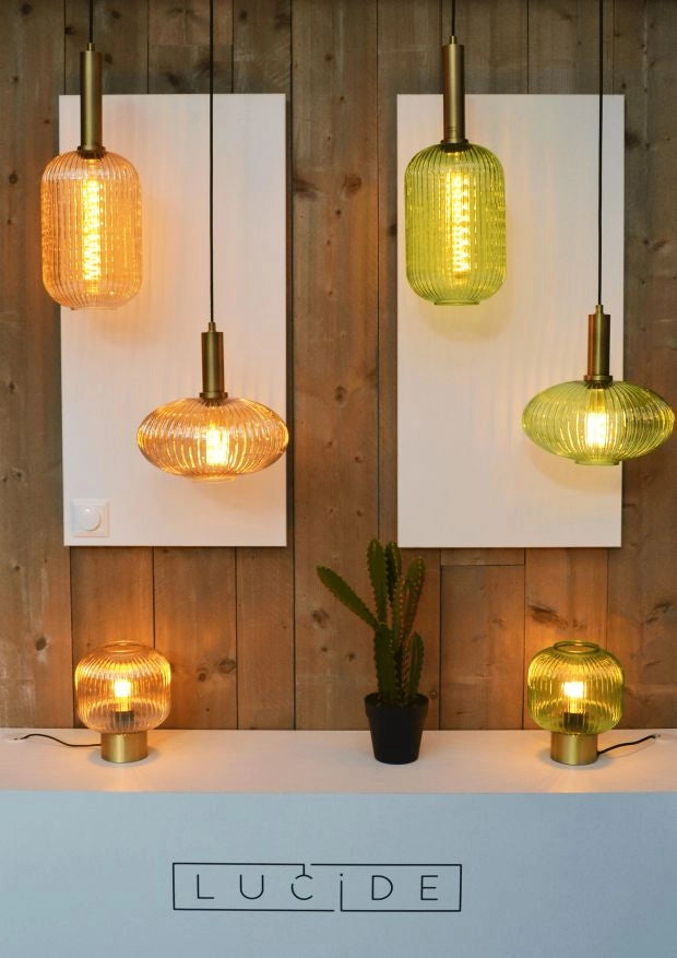 Lampada a sospensione Lucide Maloto Ø30 verde oro E27