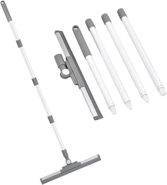 Aspirapolvere multifunzionale con testa di gomma in silicone, manico lungo per pulizia di pavimenti, bagno, doccia, finestre e superfici di vetro.